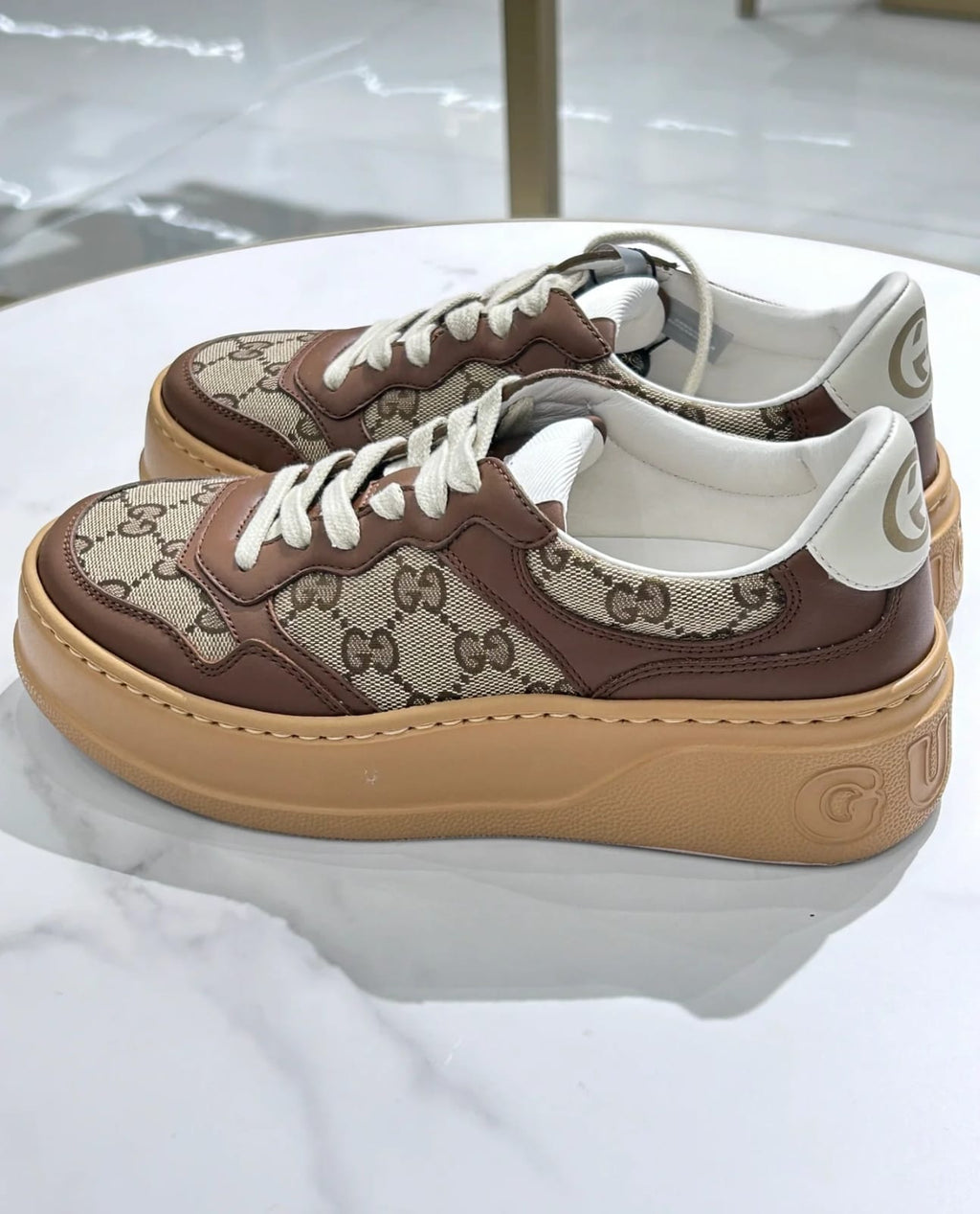 GUCCI GG Canvas leather-trimmed sneakers