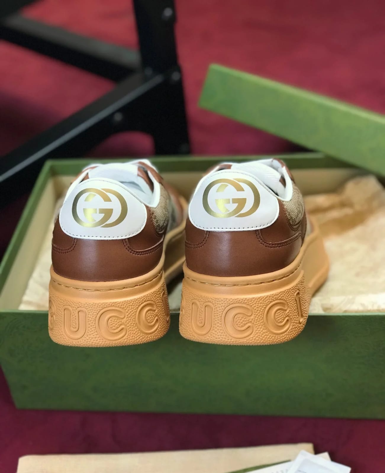 GUCCI GG Canvas leather-trimmed sneakers