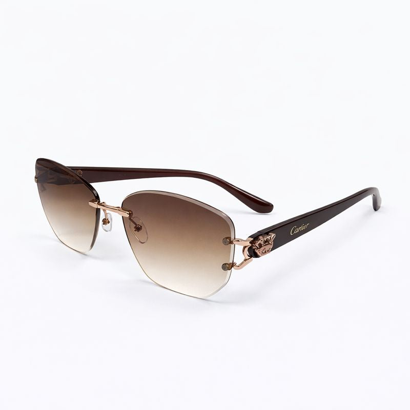 Cartier | Elegant Gold Rim Square Sunglasses